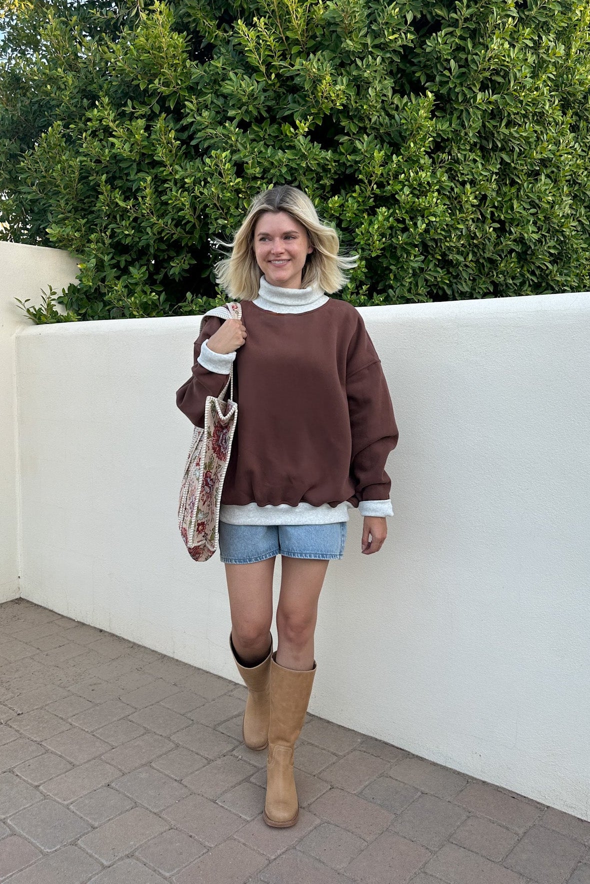 Off Duty Diana Rolled Mock Neck Pullover in Chocolate