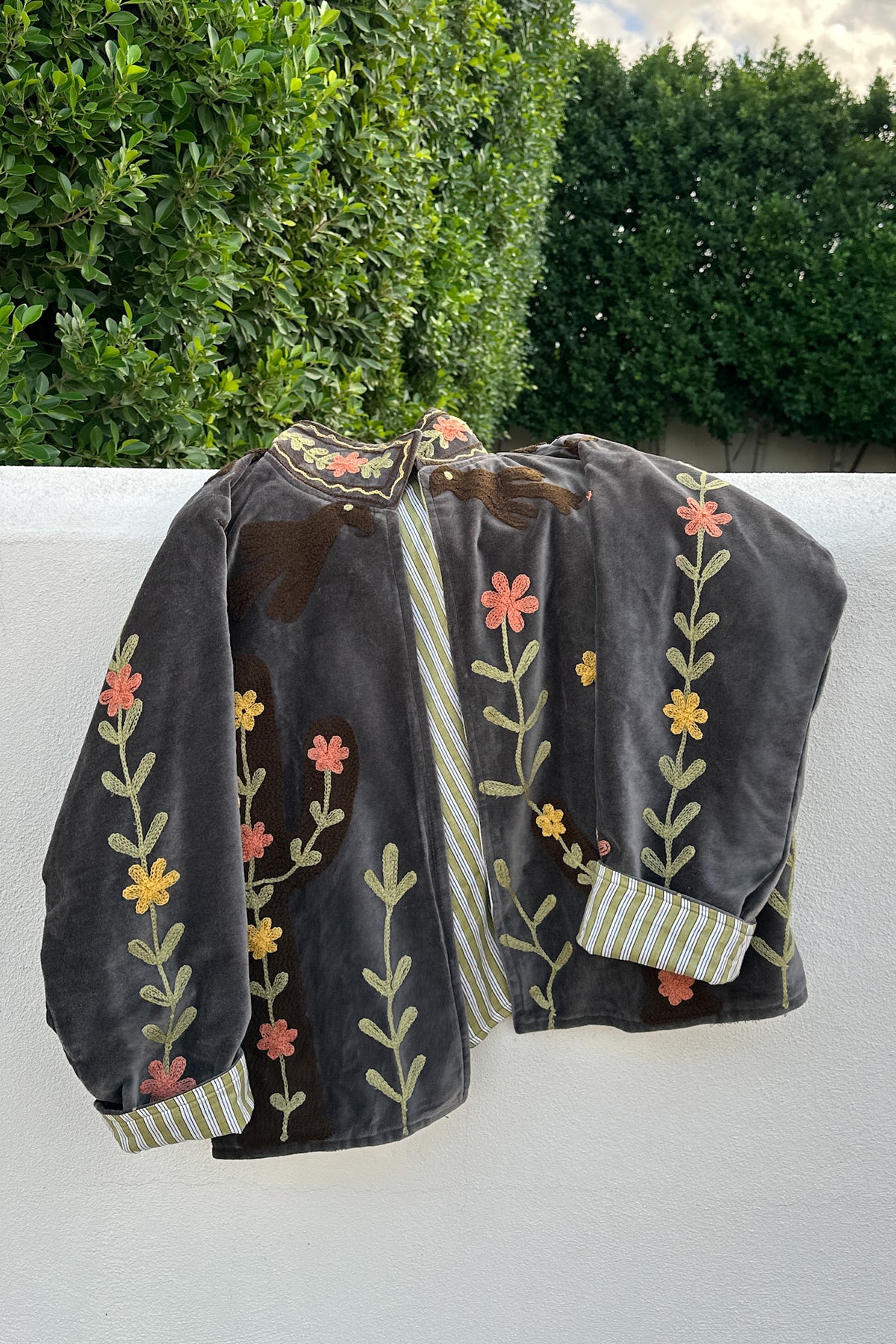 Whimsy Cotton Embroidered Jacket in Espresso
