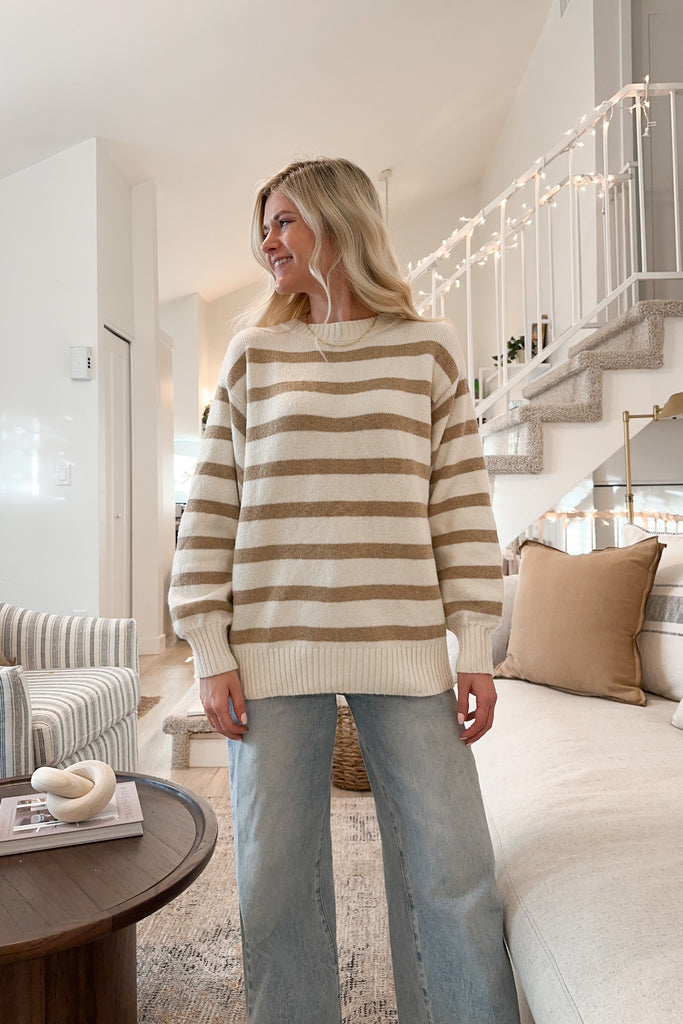Davis Striped Sweater in Natural