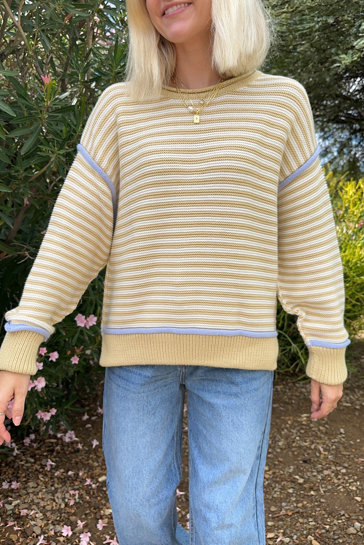 Golden Coast Striped Knit Pullover Sweater