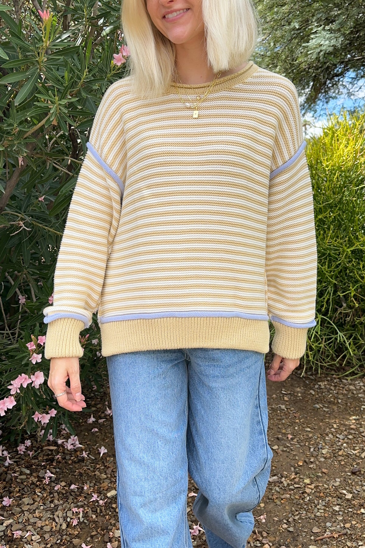 Golden Coast Striped Knit Pullover Sweater