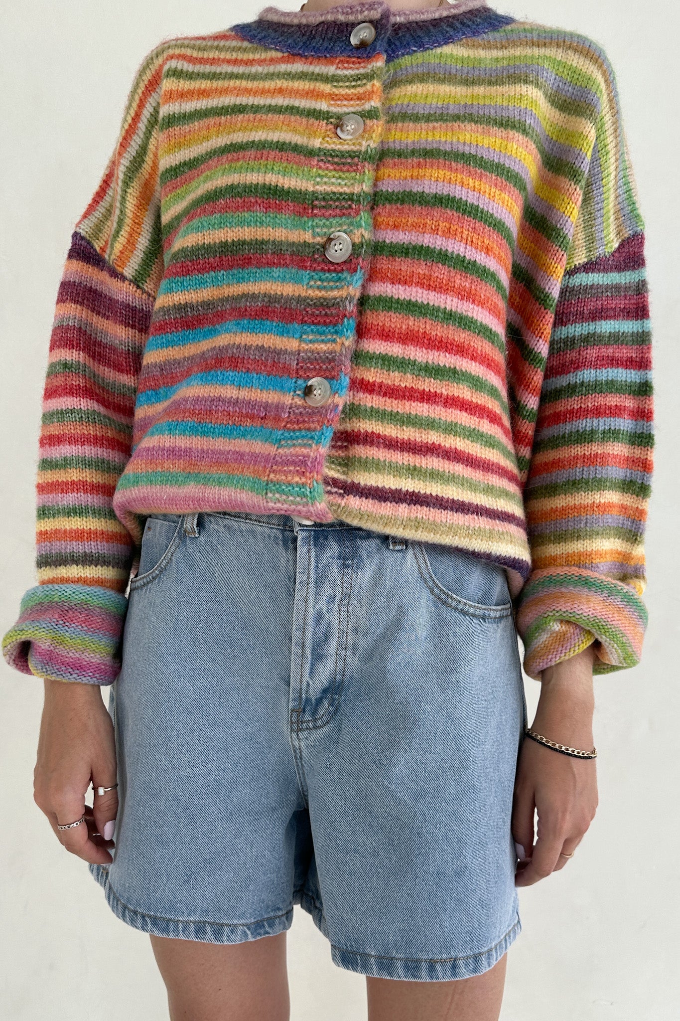 Hallie Classic A-line Denim Shorts in Denim Blue