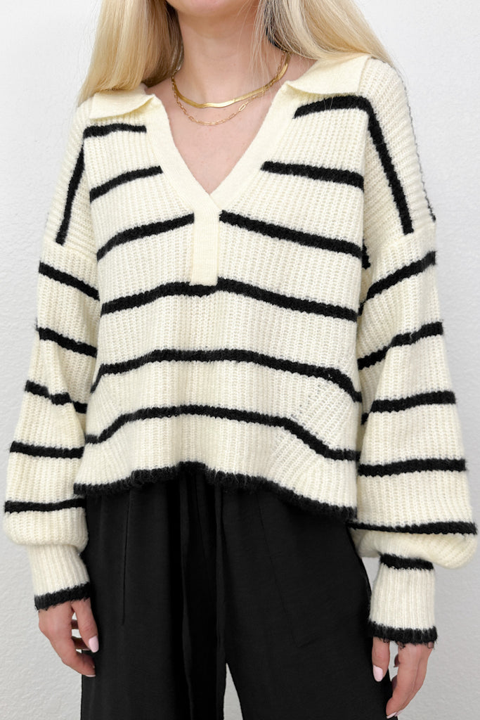Isla Striped Collar Sweater