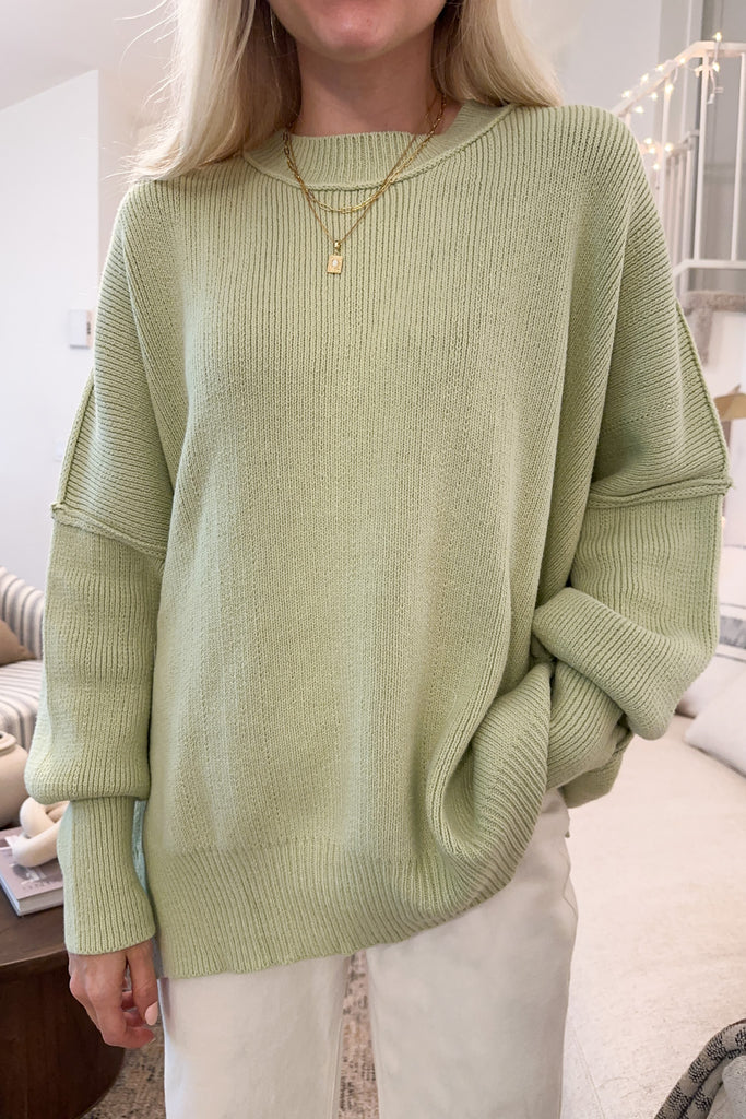 Holland Oversized Knit Sweater in Sage