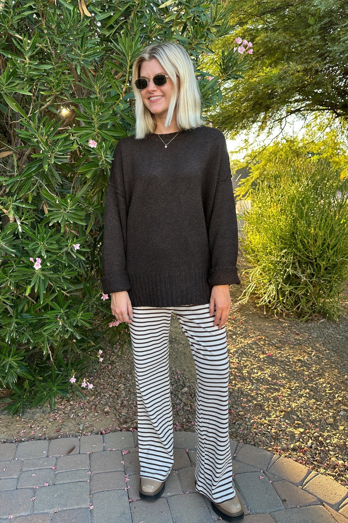 Elsewhere Cotton Striped Knit Pants