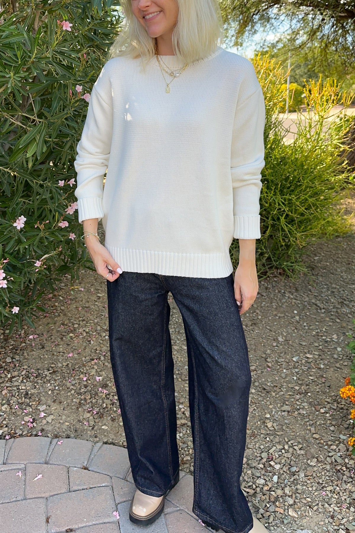 Something White Crew Neck Sweater - Neutral Ground