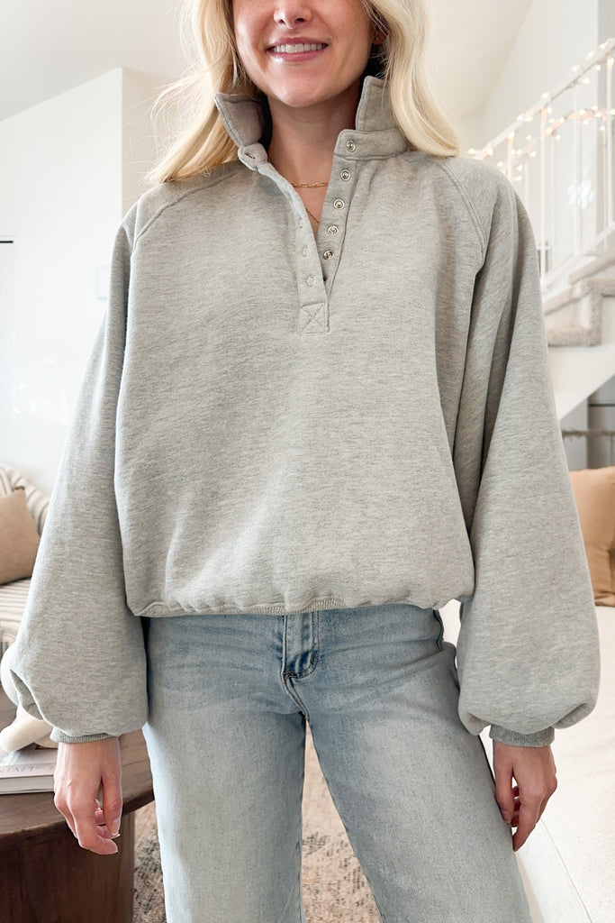 Capri Collared Sweatshirt in Heather Grey