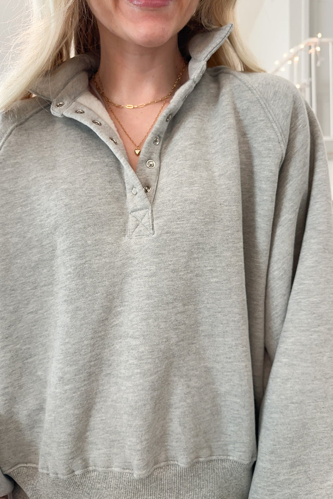 Capri Collared Sweatshirt in Heather Grey