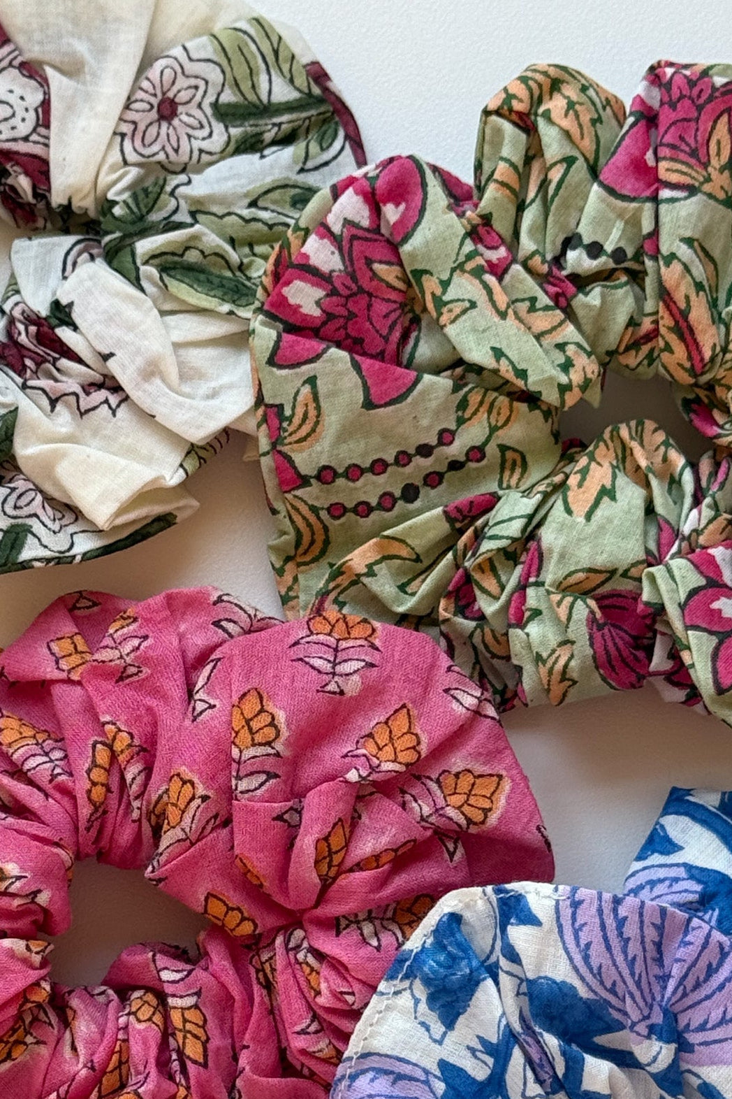 Monroe Floral Cotton Scrunchie in Sage