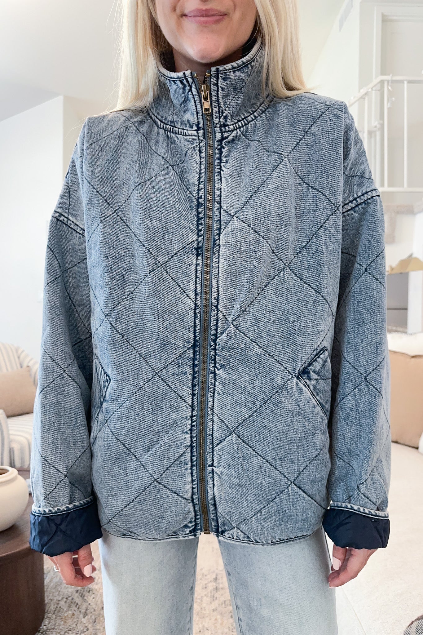 Free People Dolman Quilted Denim newest Jacket