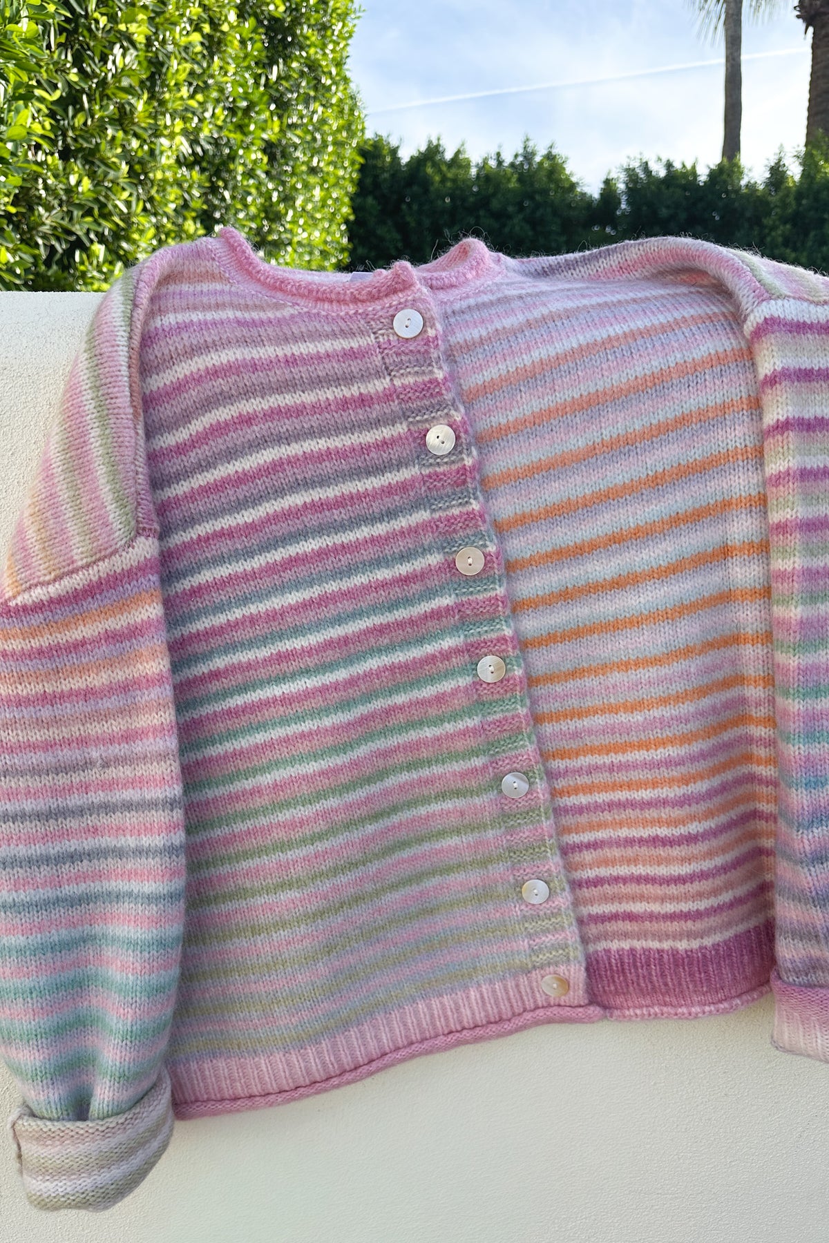 Free Falling Rainbow Knit Cardigan in Daydream