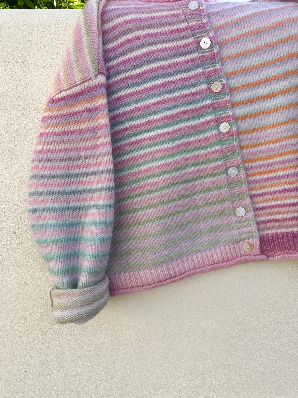 Free Falling Rainbow Knit Cardigan in Daydream