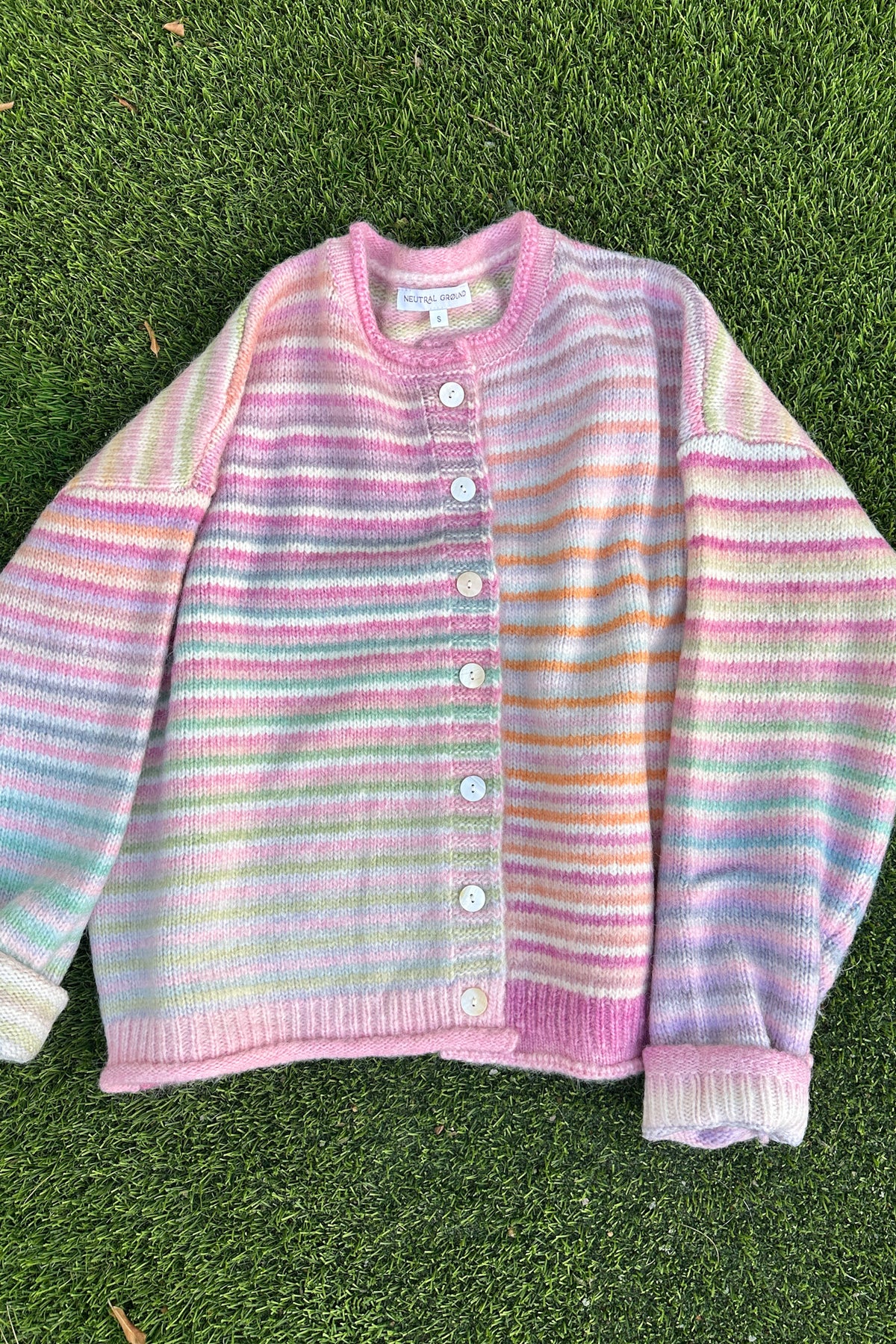 Free Falling Rainbow Knit Cardigan in Daydream