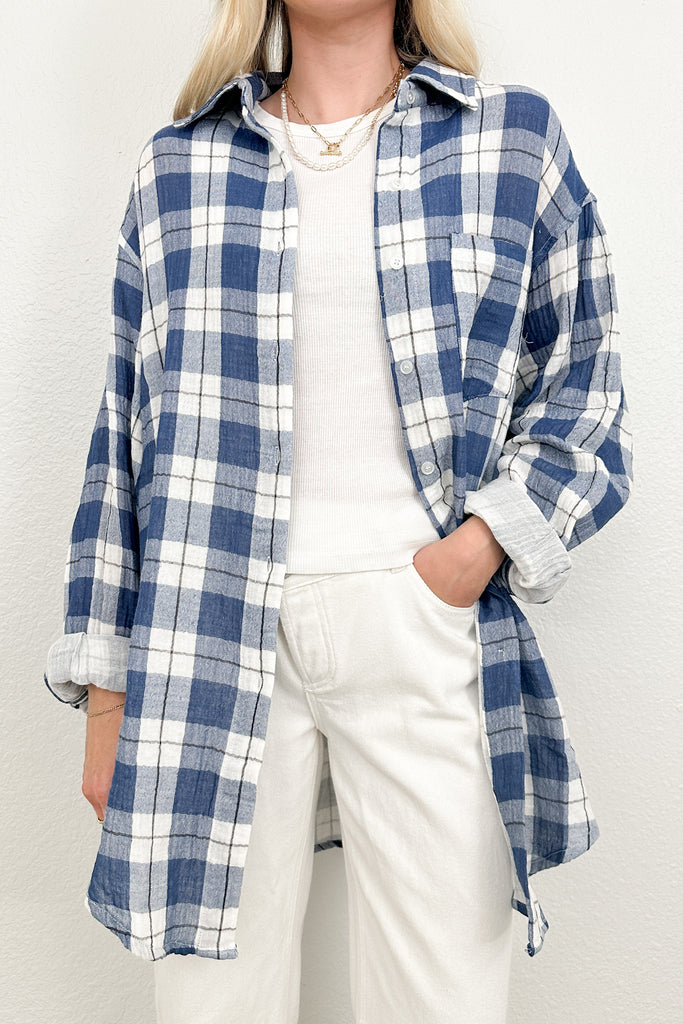 Daphne Oversized Gingham Plaid Button Down
