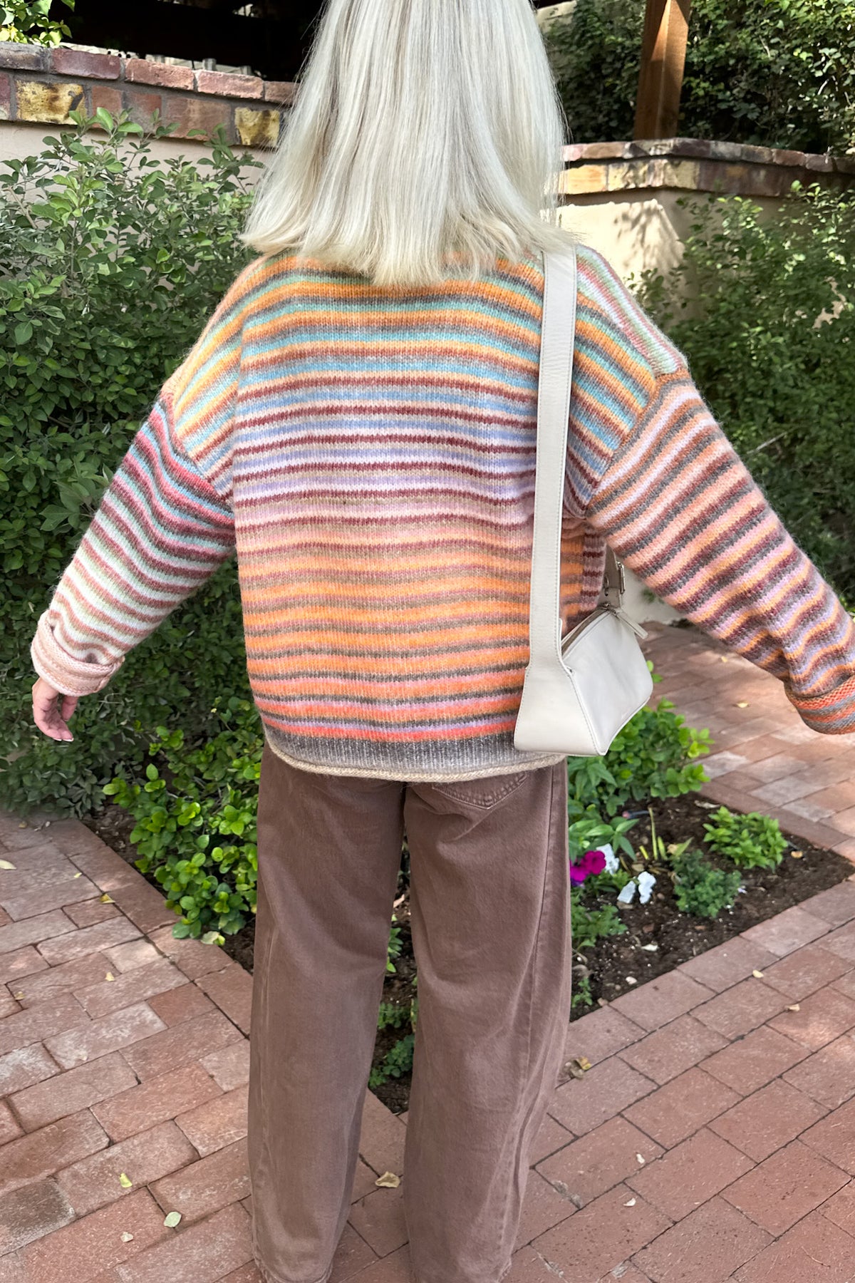 Free Falling Rainbow Knit Cardigan in Mocha