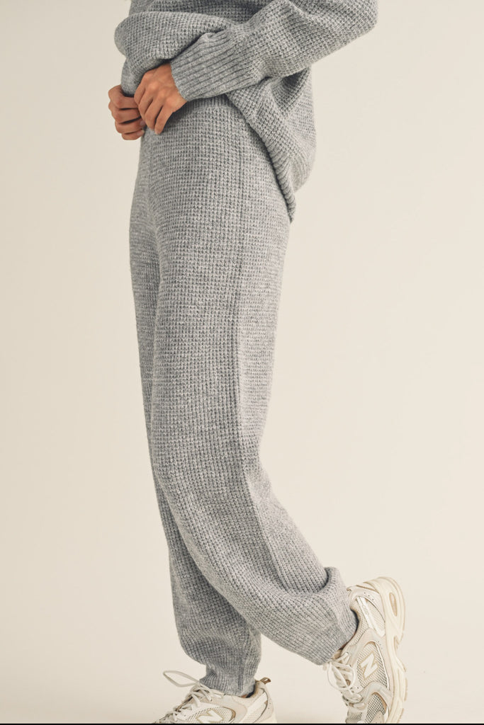 Let's Get Cozy Sweater Jogger Pants in Heather Grey