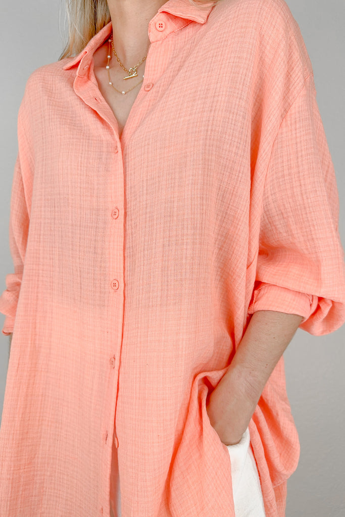 Blakely Button Down in Salmon Pink