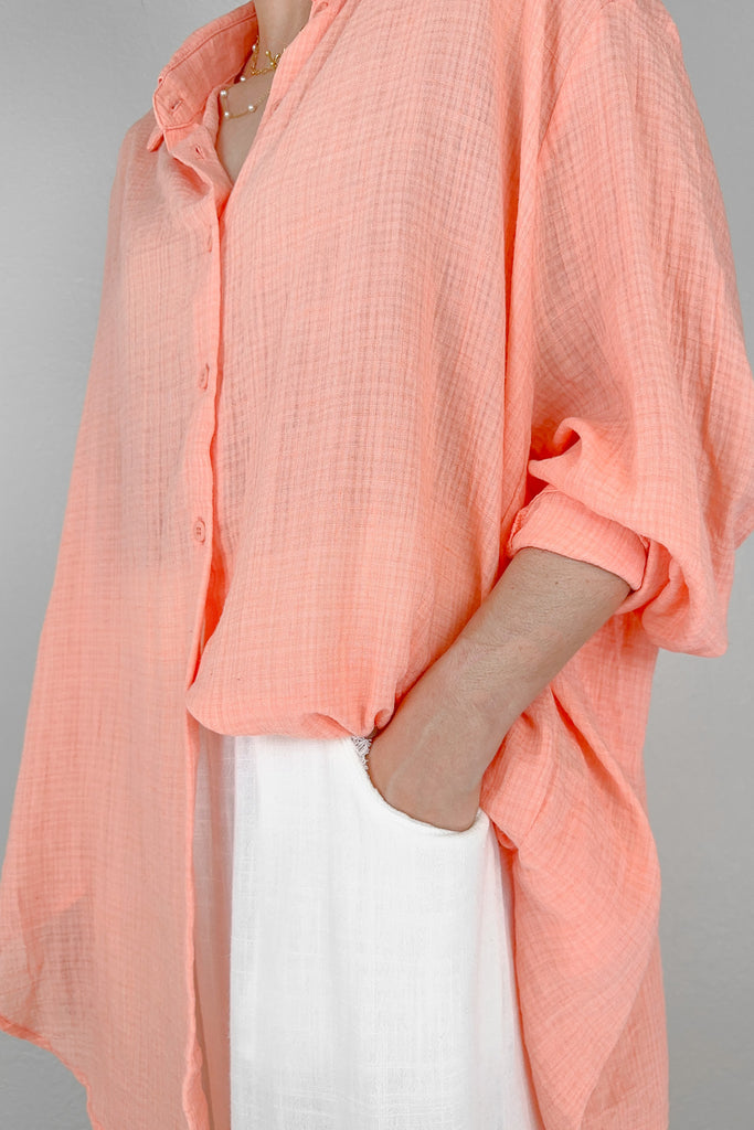 Blakely Button Down in Salmon Pink