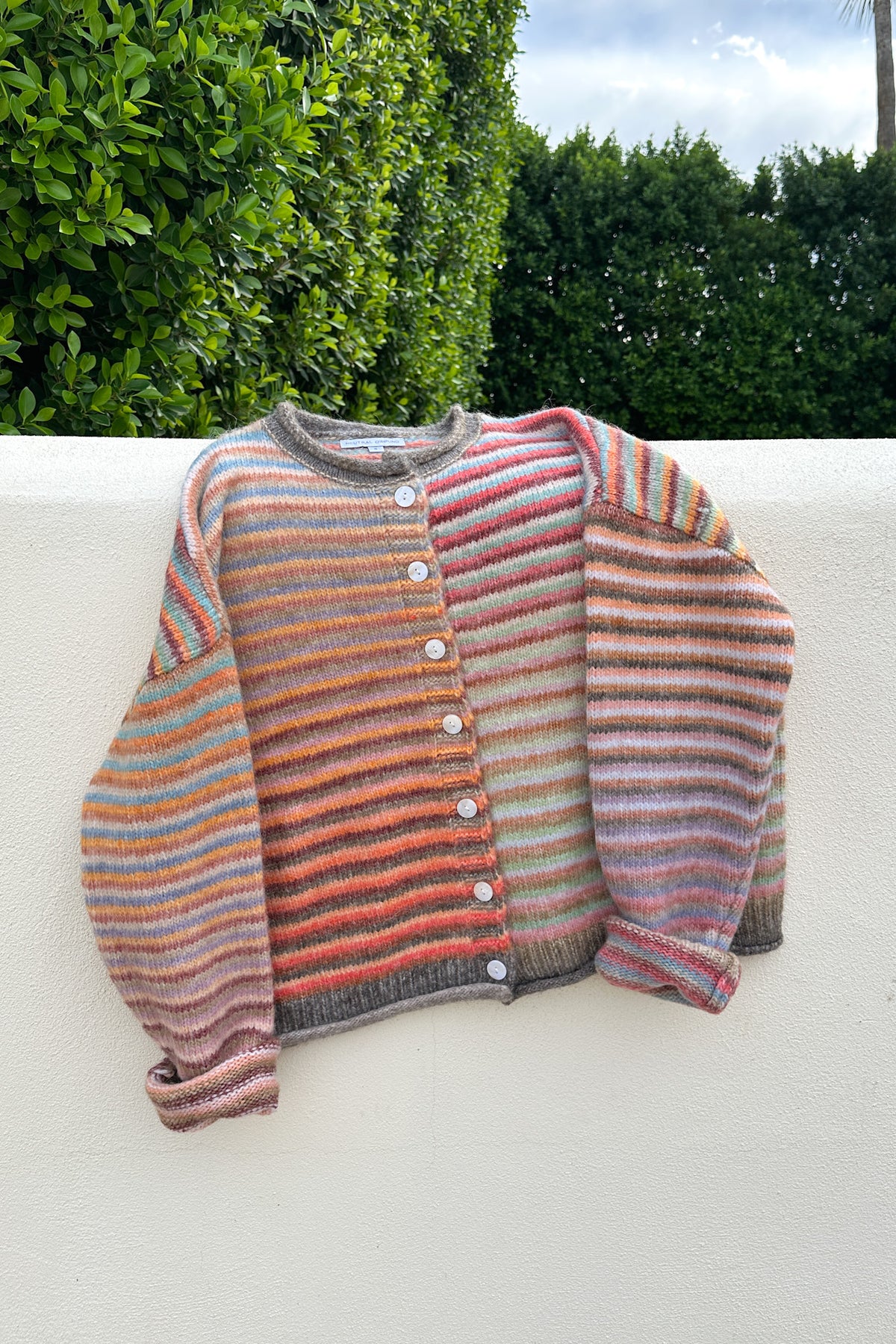 Free Falling Rainbow Knit Cardigan in Mocha
