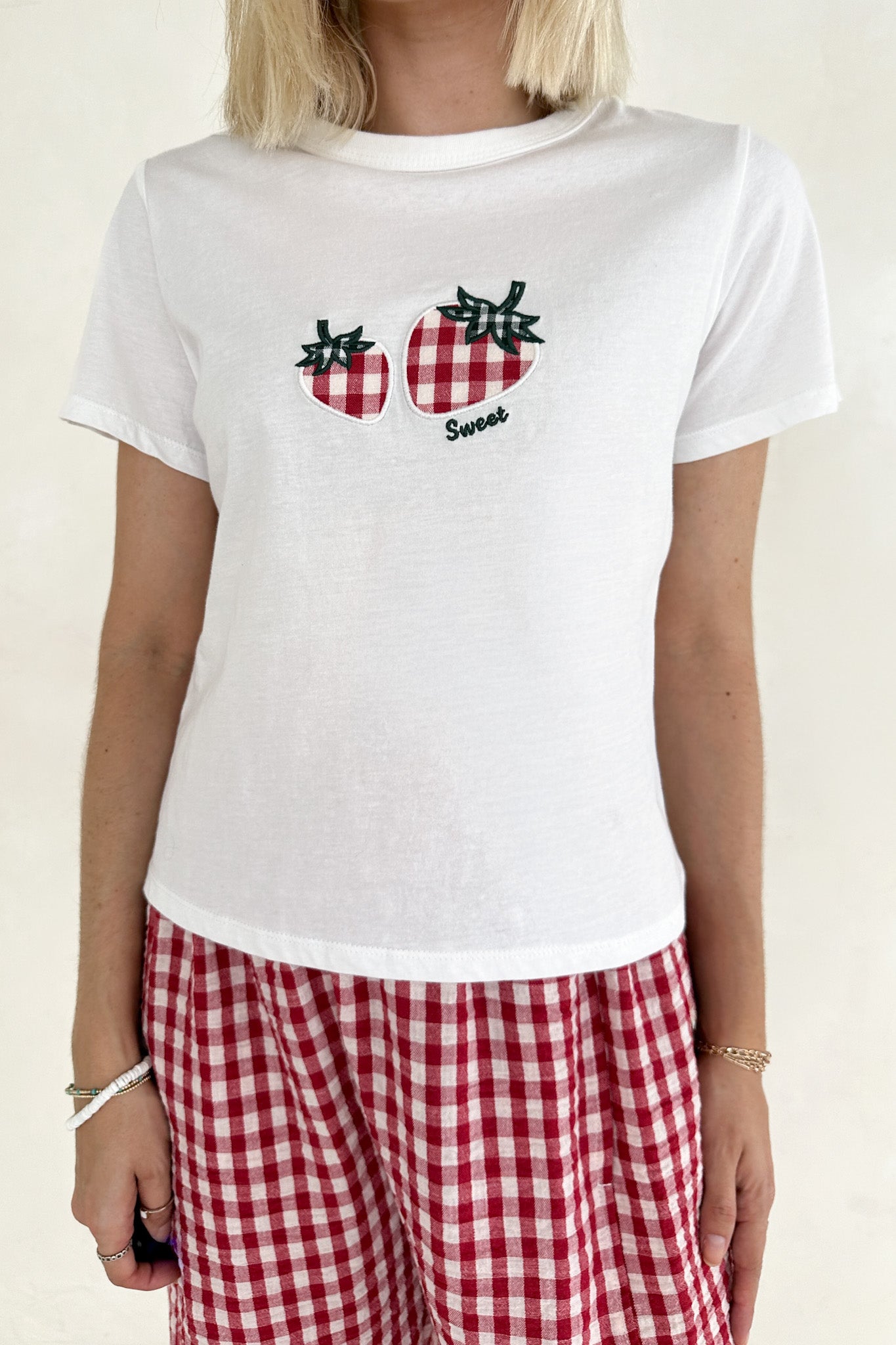 The Strawberry Patch 100% Cotton Red and White Gingham T-Shirt