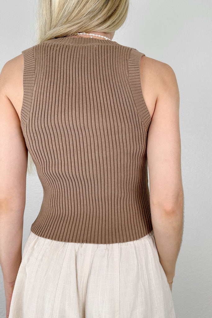 Cafe Ribbed Tank Top in Coffee