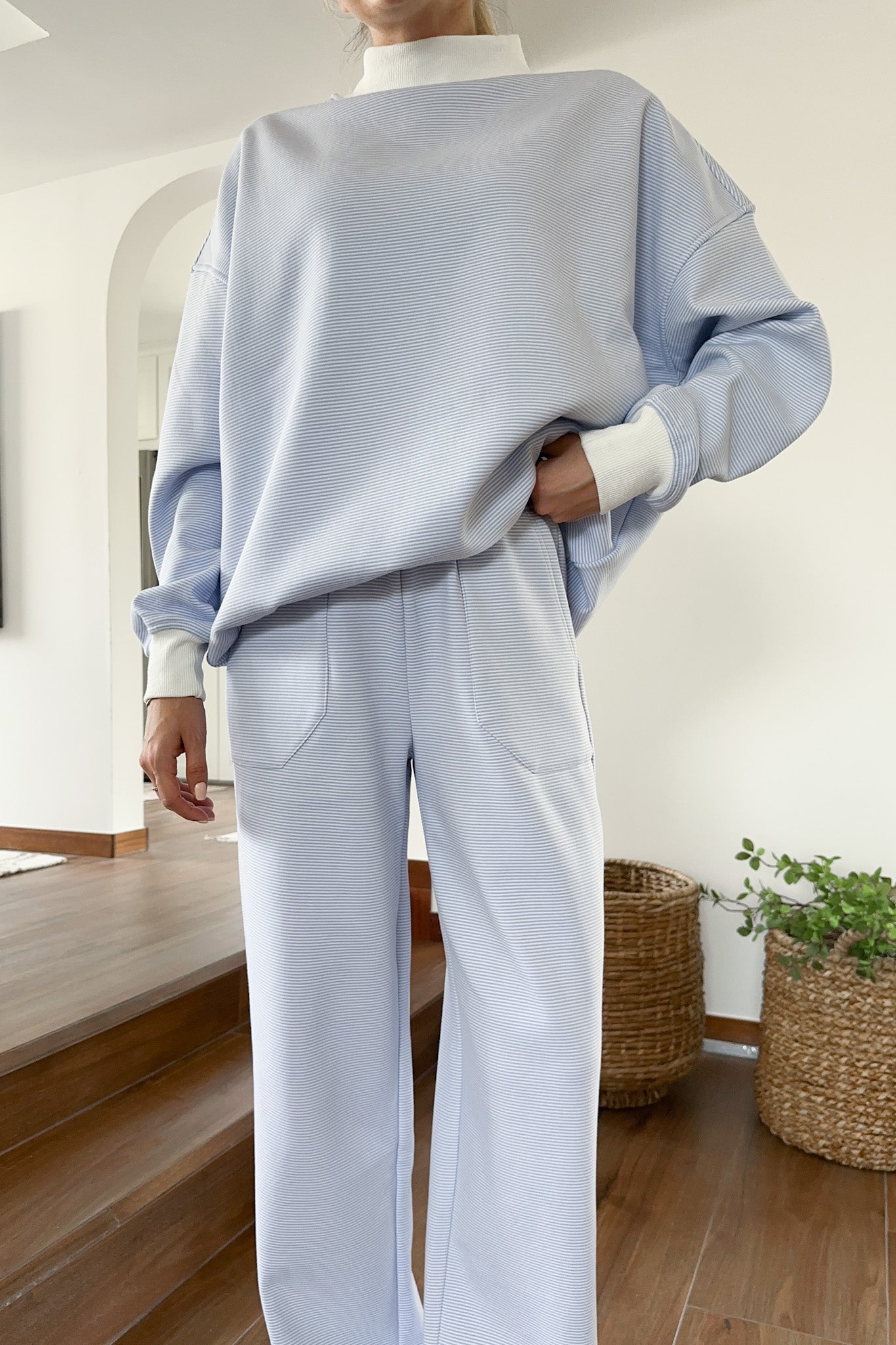 Coastal Blue and White Mini Striped Pants