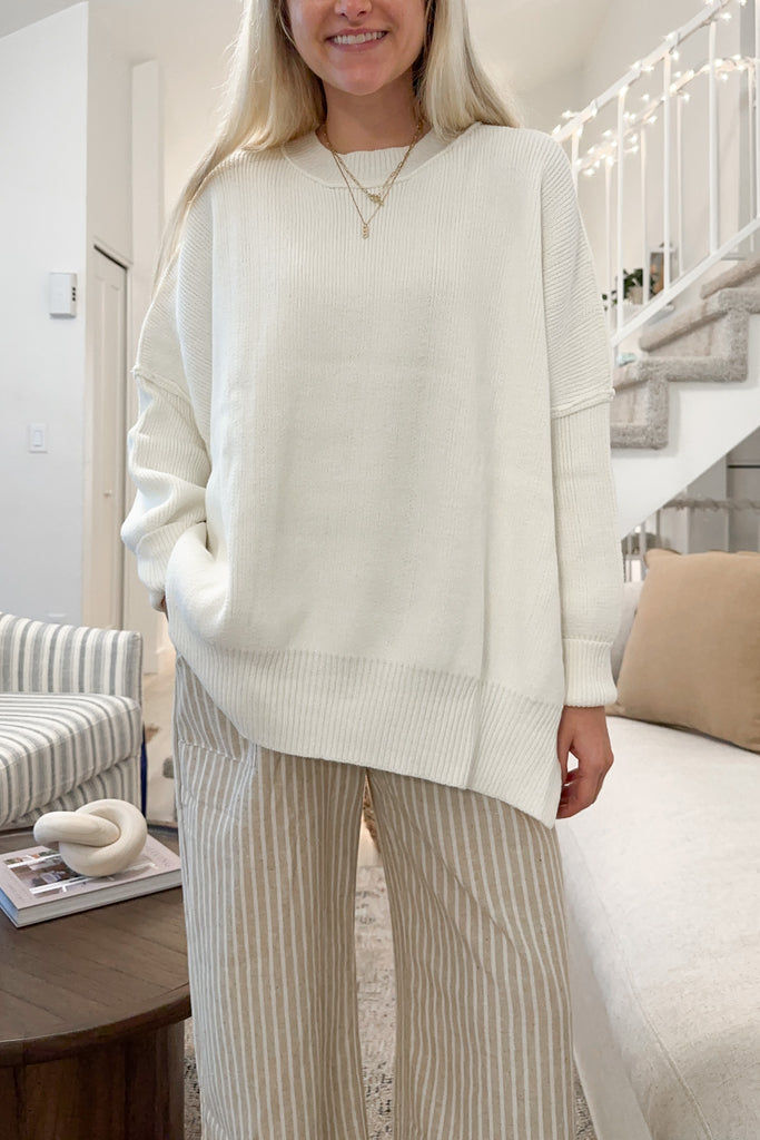 Holland Oversized Knit Sweater in White