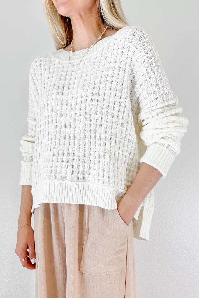 Annie Waffle Knit Pullover Sweater