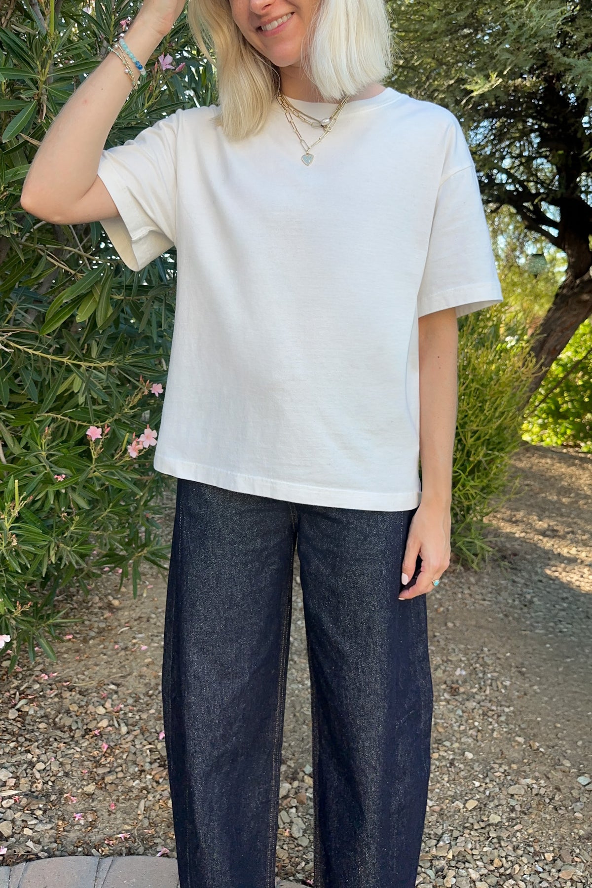 Classic Relaxed Fit Short Sleeve Cotton Tee in White