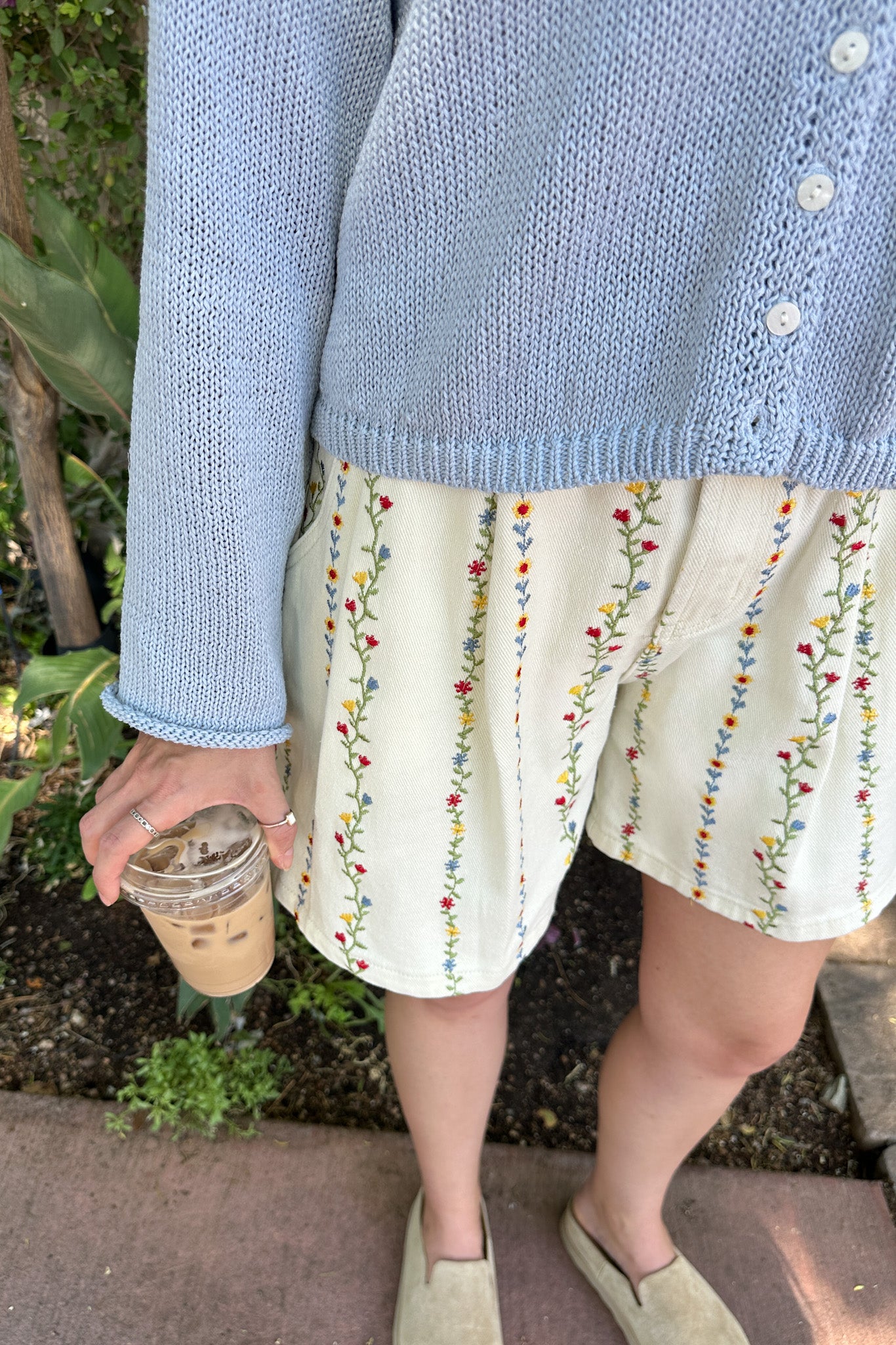 Daphne Cotton Floral Embroidered Shorts