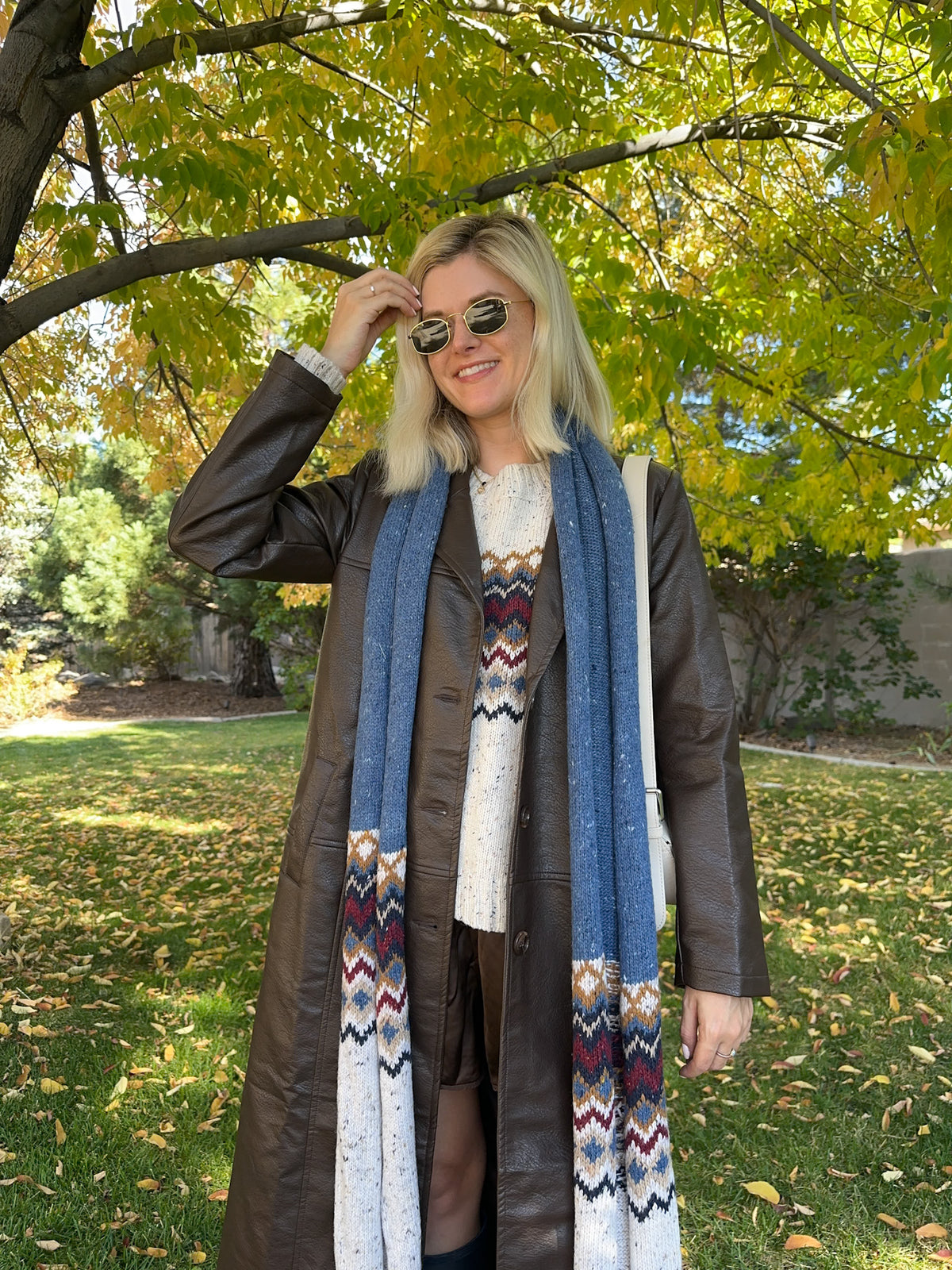 The Highlands Fair Isle Pullover Sweater in Maroon & Blue