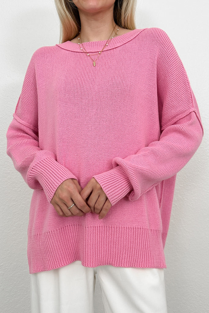 Wildest Dreams Lightweight Cotton Sweater in Pink