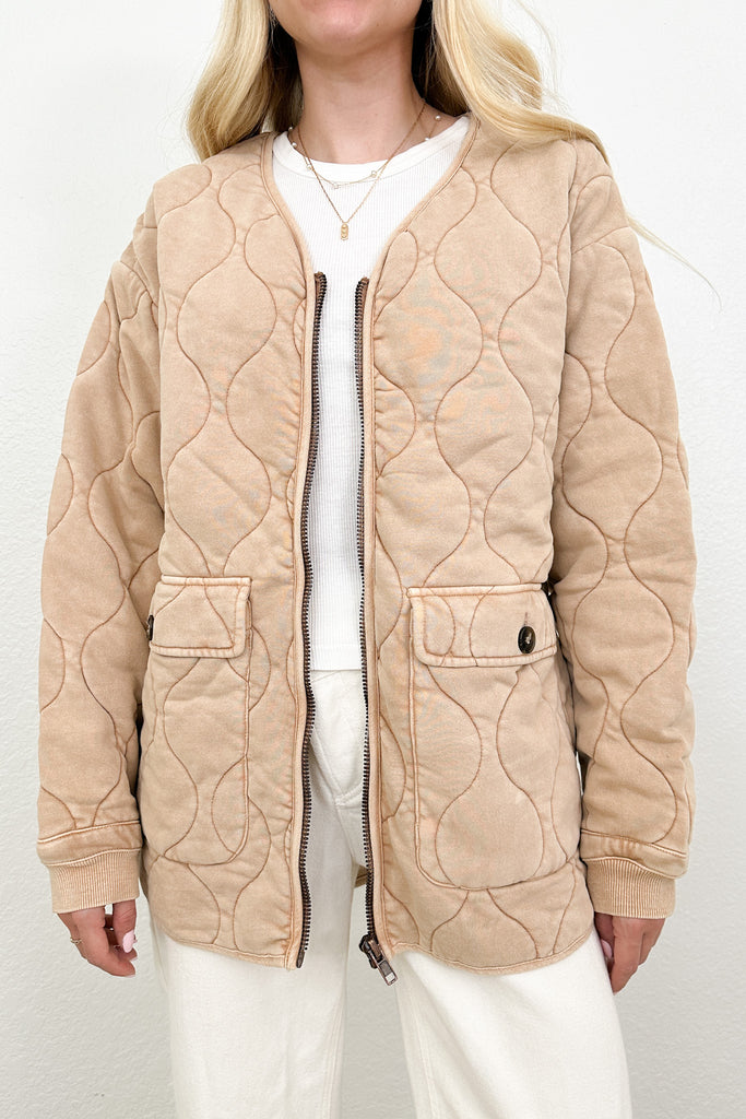 Ruby Stone Washed Quilted Jacket