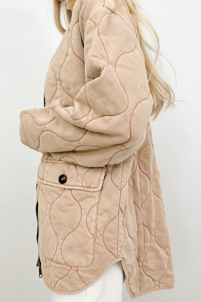 Ruby Stone Washed Quilted Jacket