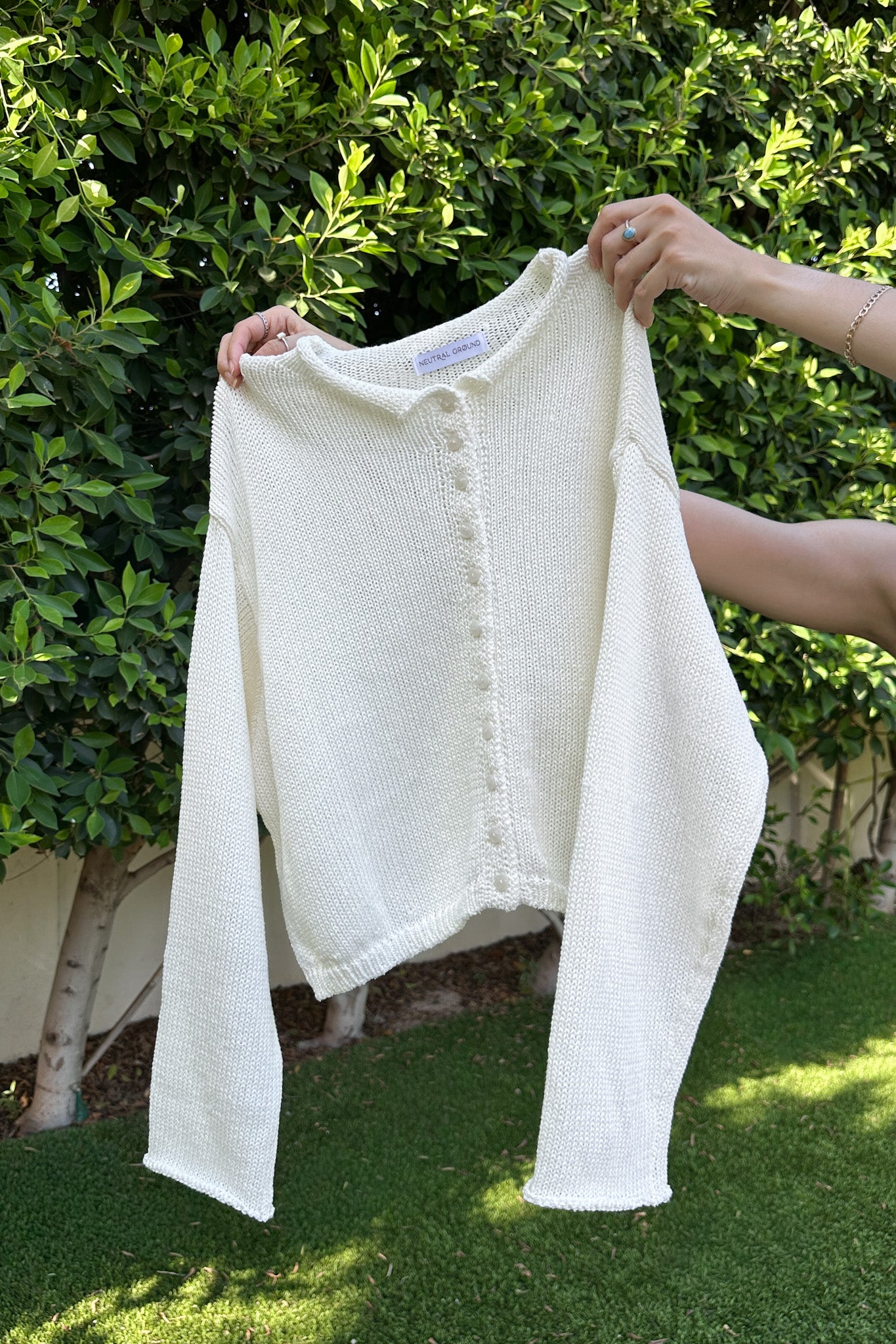 Haven Cotton Knit Cardigan in Cream