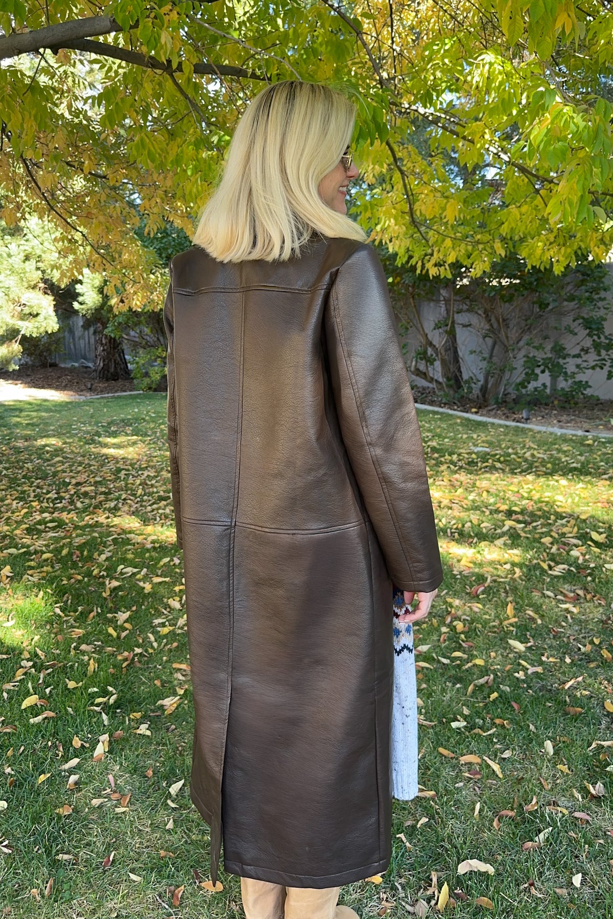 Oxford Pebble Vegan Leather Trench Coat