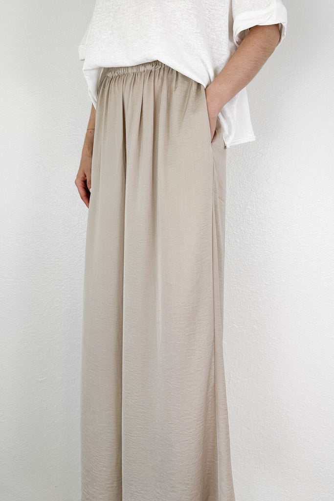 Emerie Washed Satin Wide Leg Pants