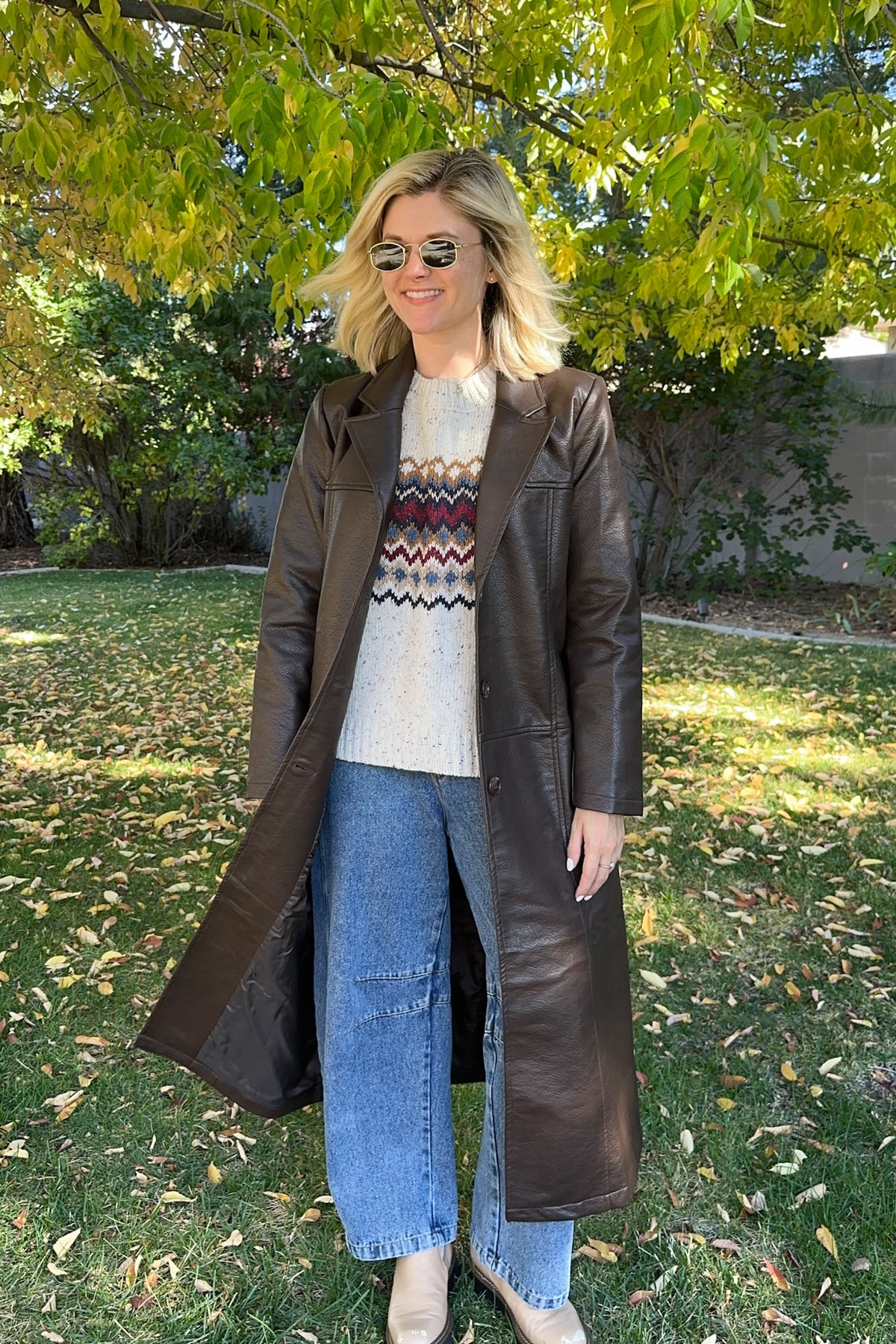 Oxford Pebble Vegan Leather Trench Coat