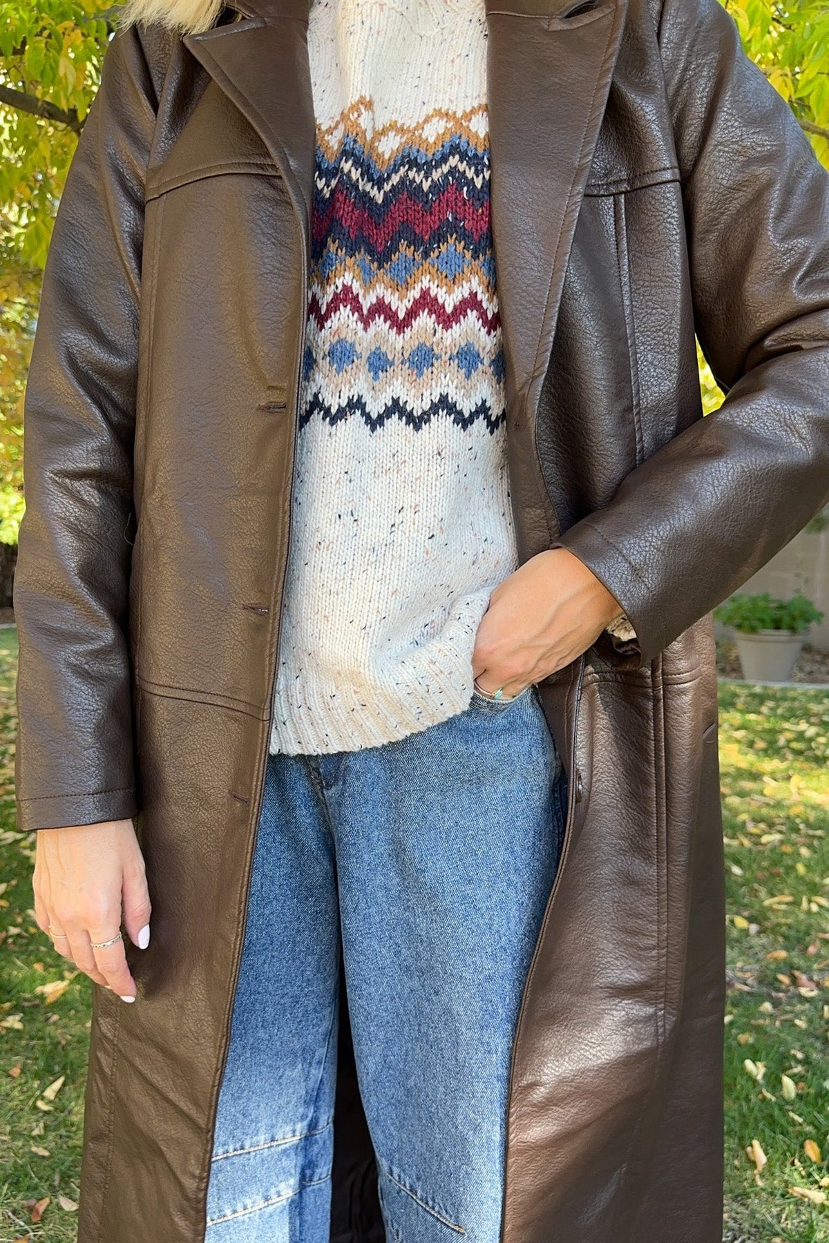 Oxford Pebble Vegan Leather Trench Coat