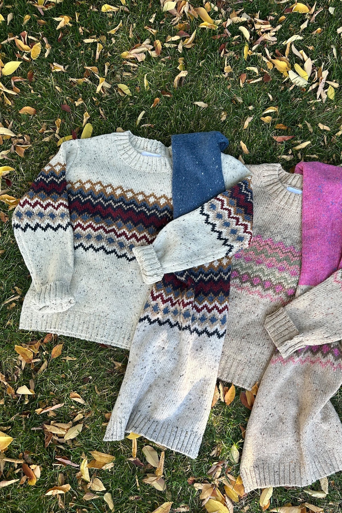 The Highlands Fair Isle Knit Scarf Maroon & Blue