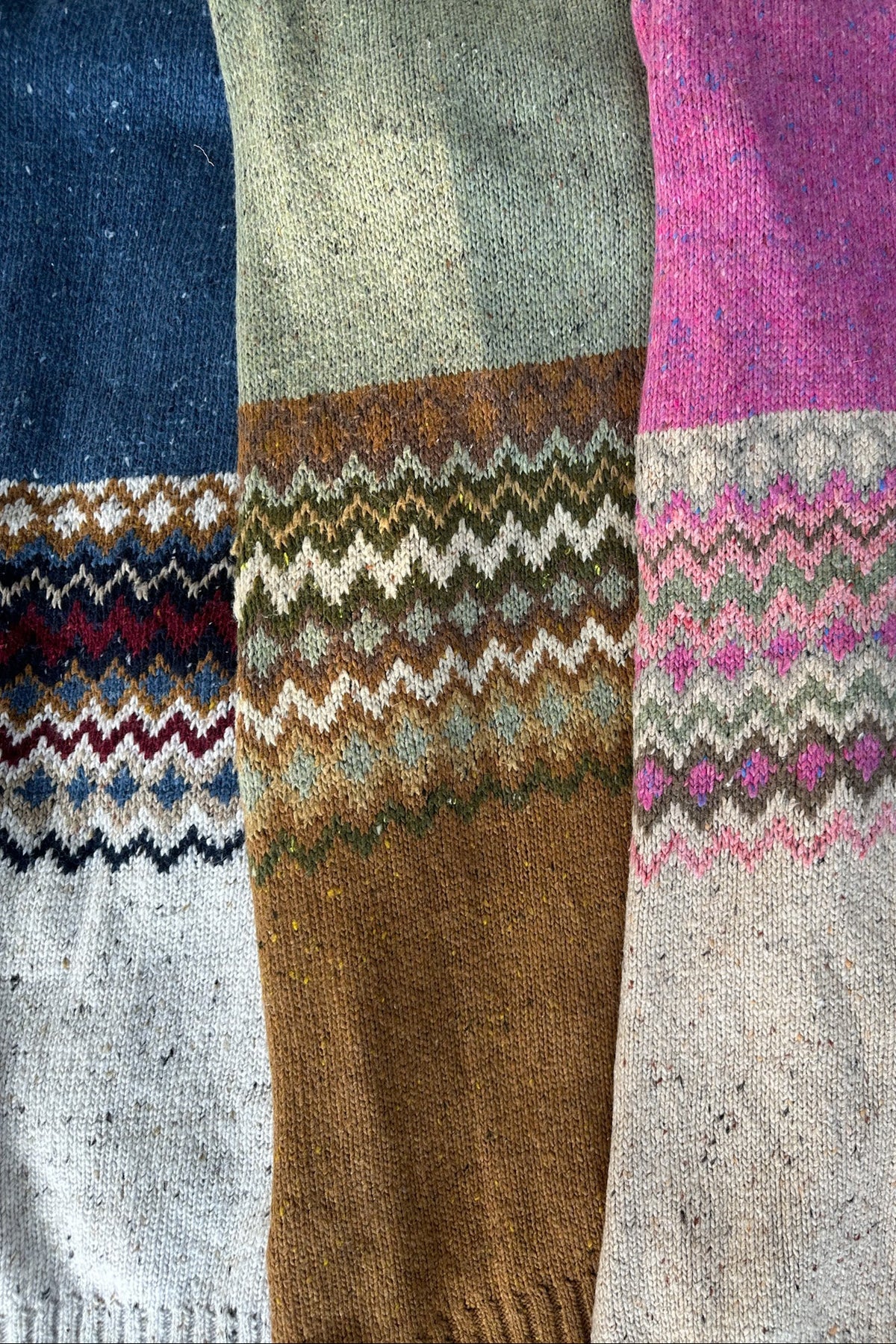 The Highlands Fair Isle Knit Scarf Maroon & Blue