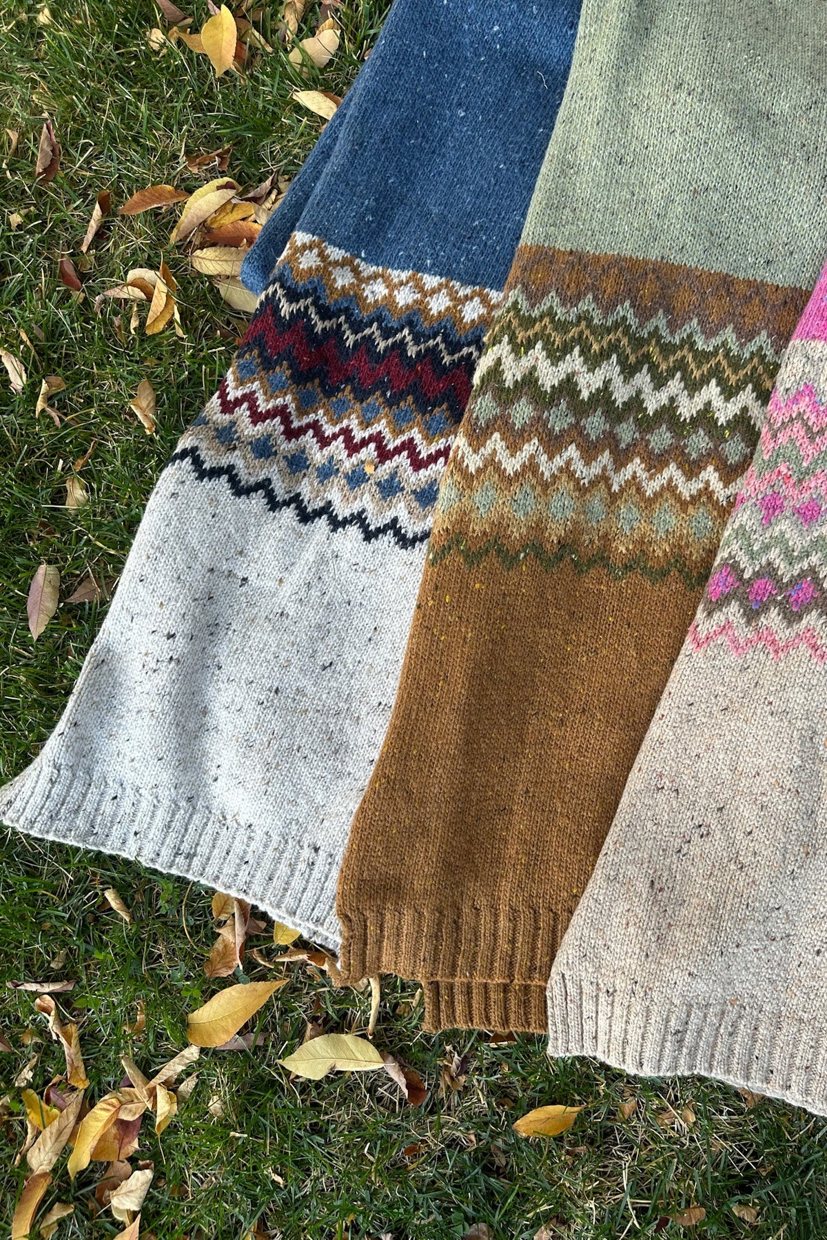 The Highlands Fair Isle Knit Scarf Maroon & Blue