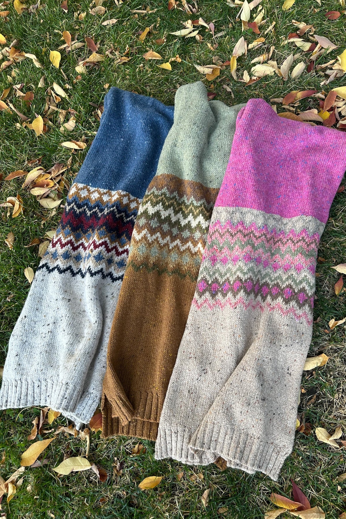 The Highlands Fair Isle Knit Scarf Maroon & Blue