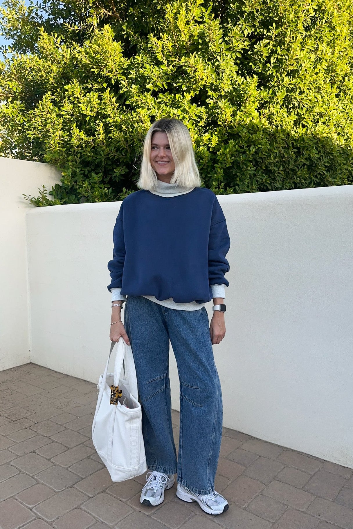 Off Duty Diana Rolled Mock Neck Pullover in Navy