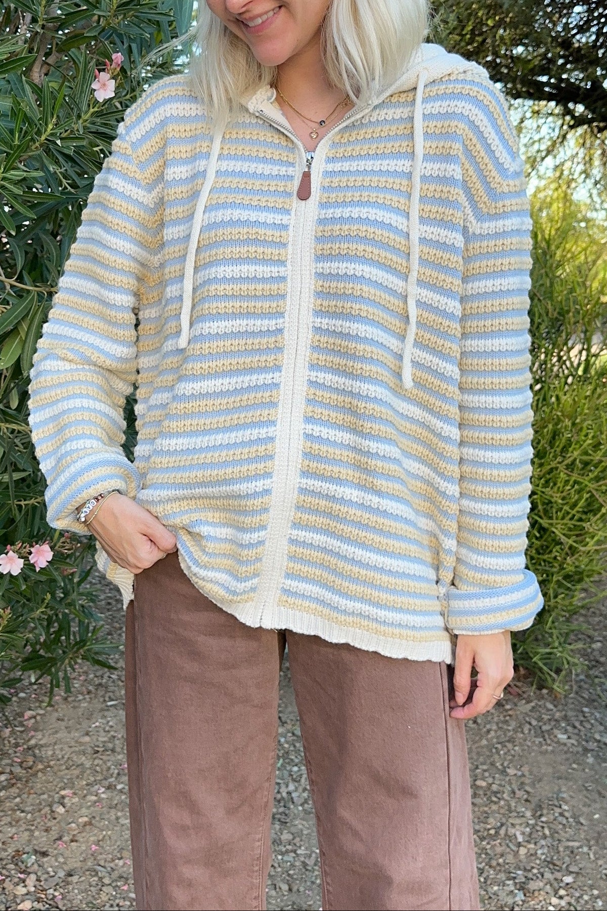 Molly Textured Knit Zip Up Hoodie