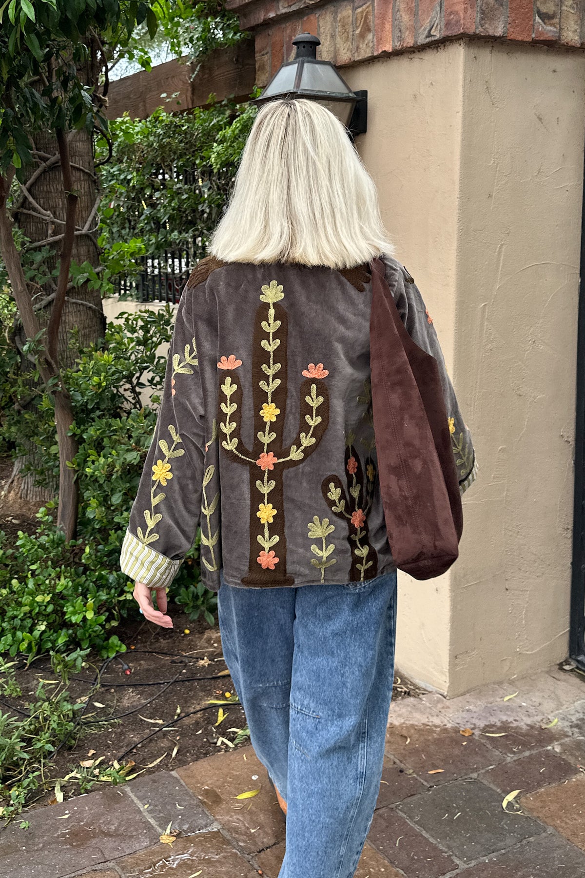 Whimsy Cotton Embroidered Jacket in Espresso