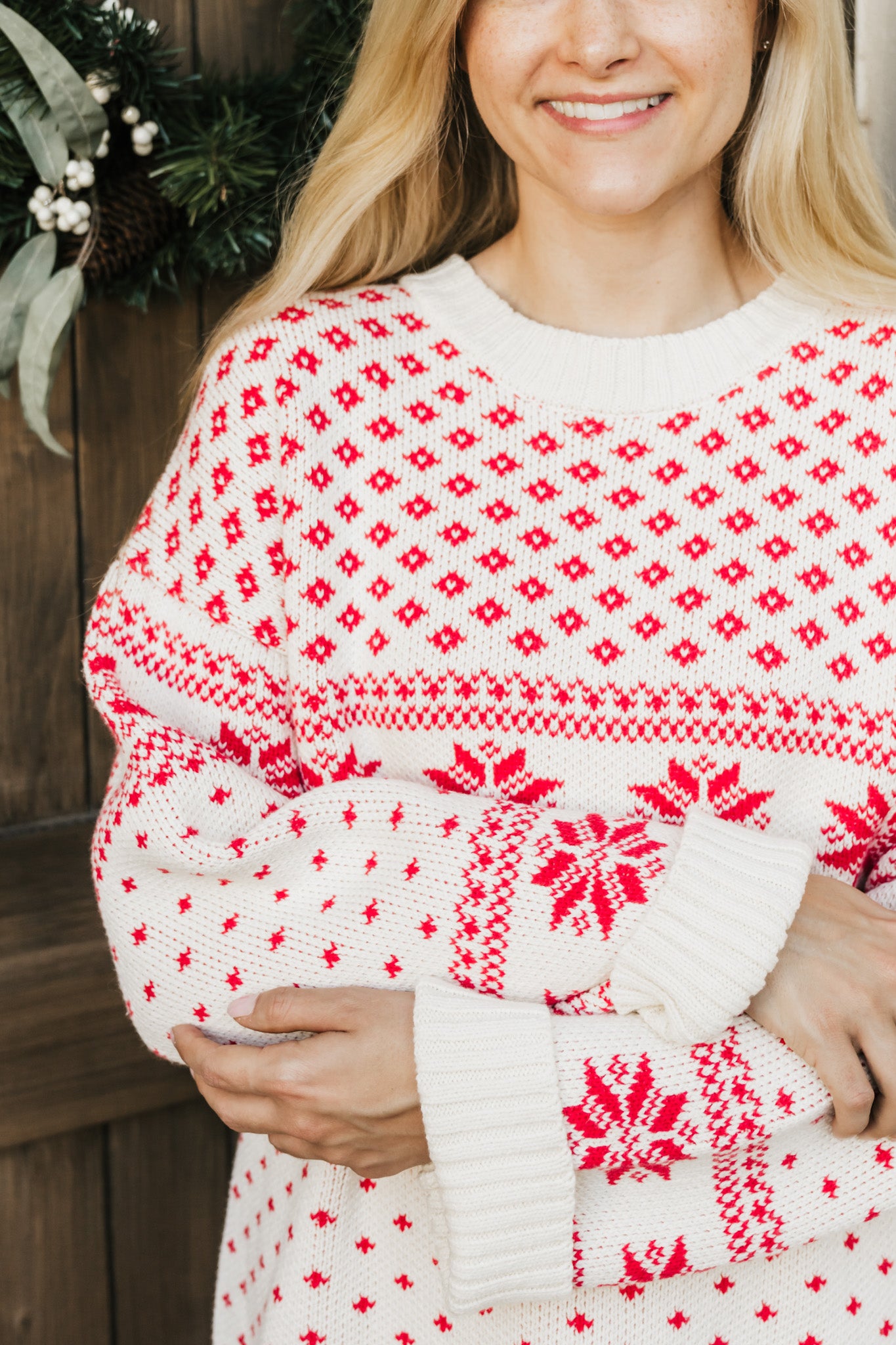 Nordic Jacquard Knit Sweater in Holiday Red | Neutral Ground