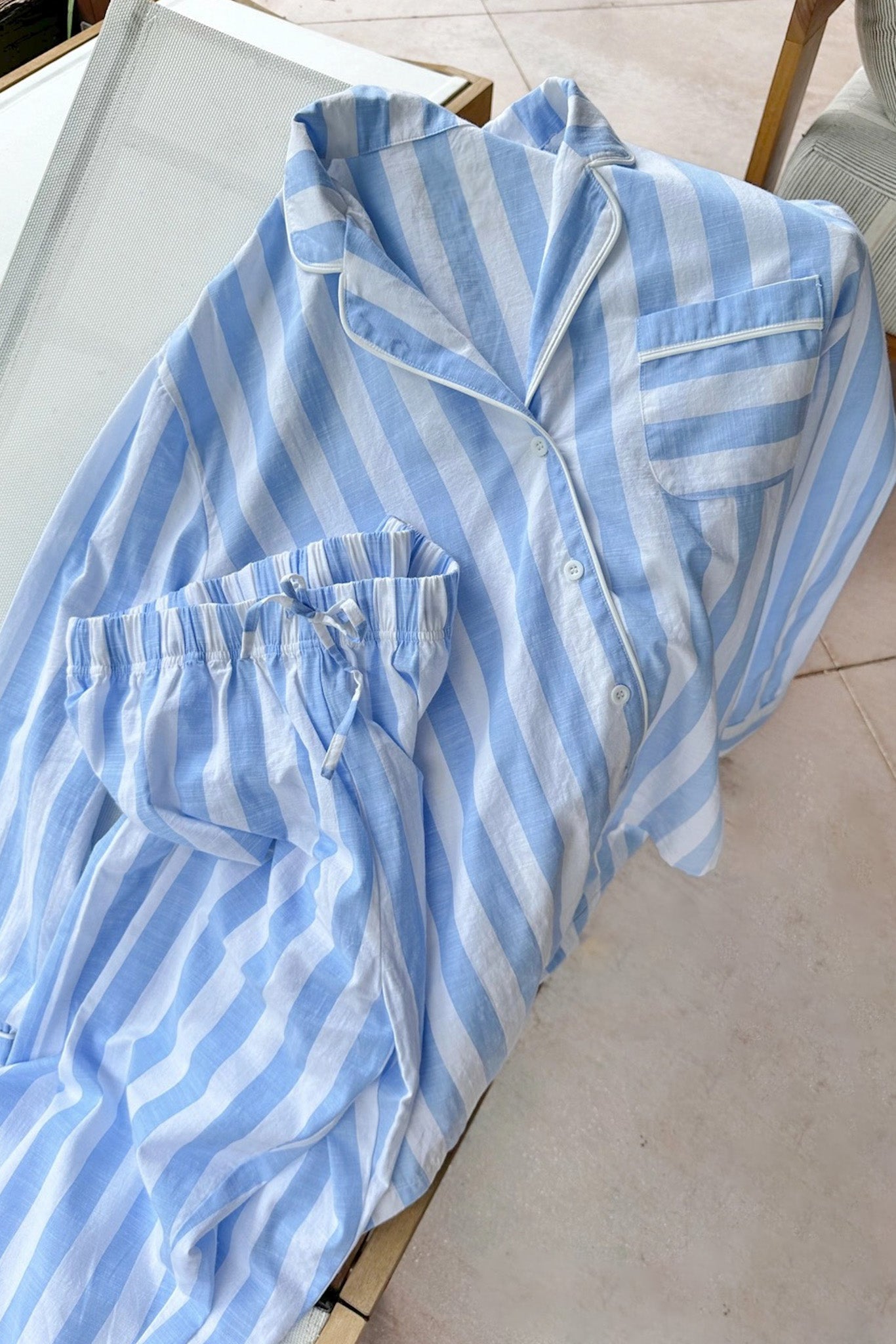 A Morning in Greece Striped Button Down Shirt - Neutral Ground