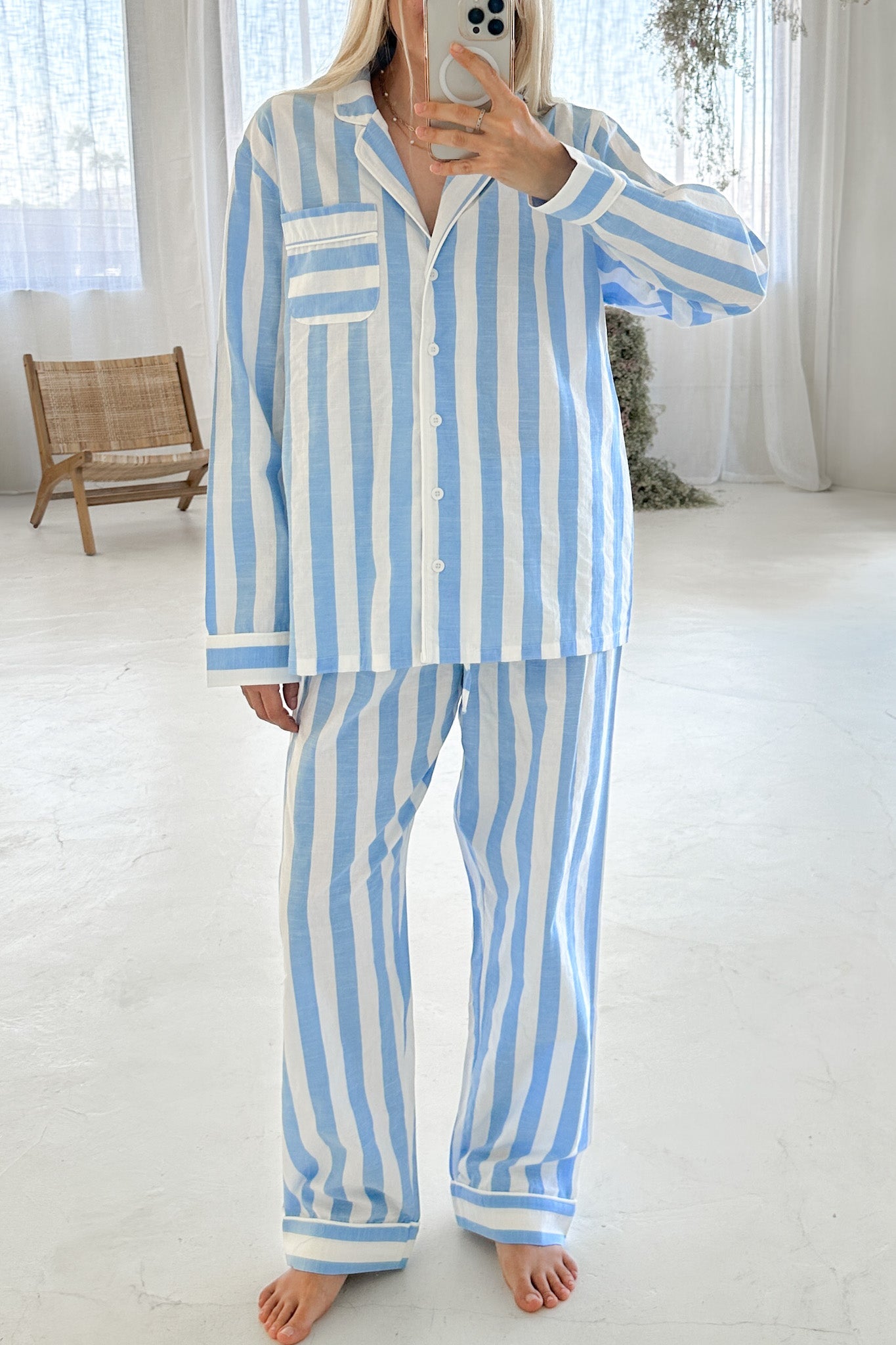 A Morning in Greece Striped Lounge Pants - Neutral Ground