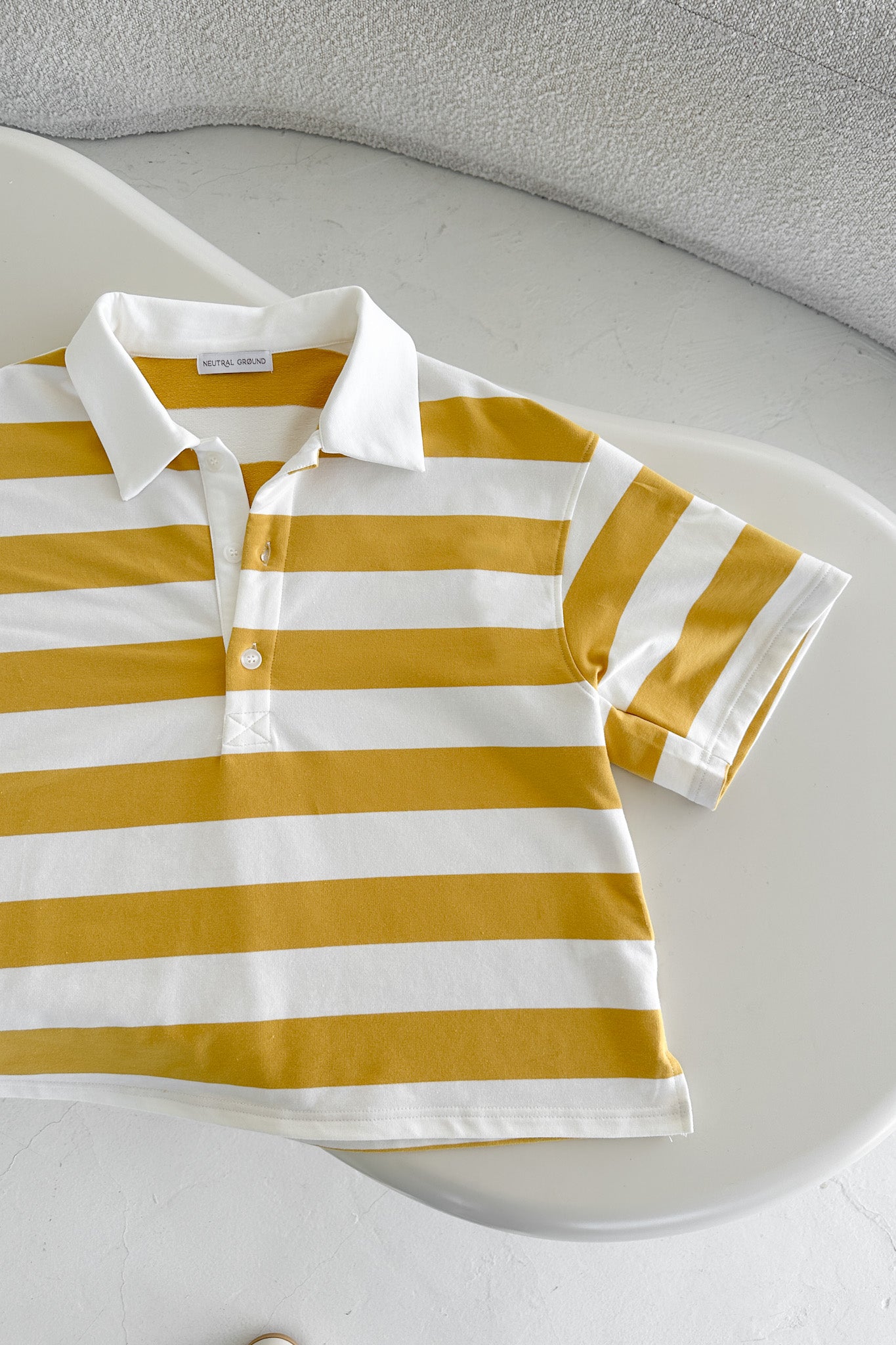 Abigail Oversized Striped Polo Shirt - Neutral Ground